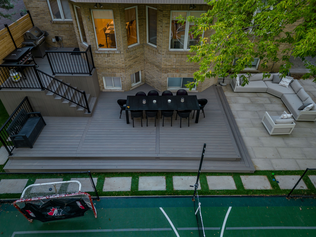 Drone shot of hardscape & patio project