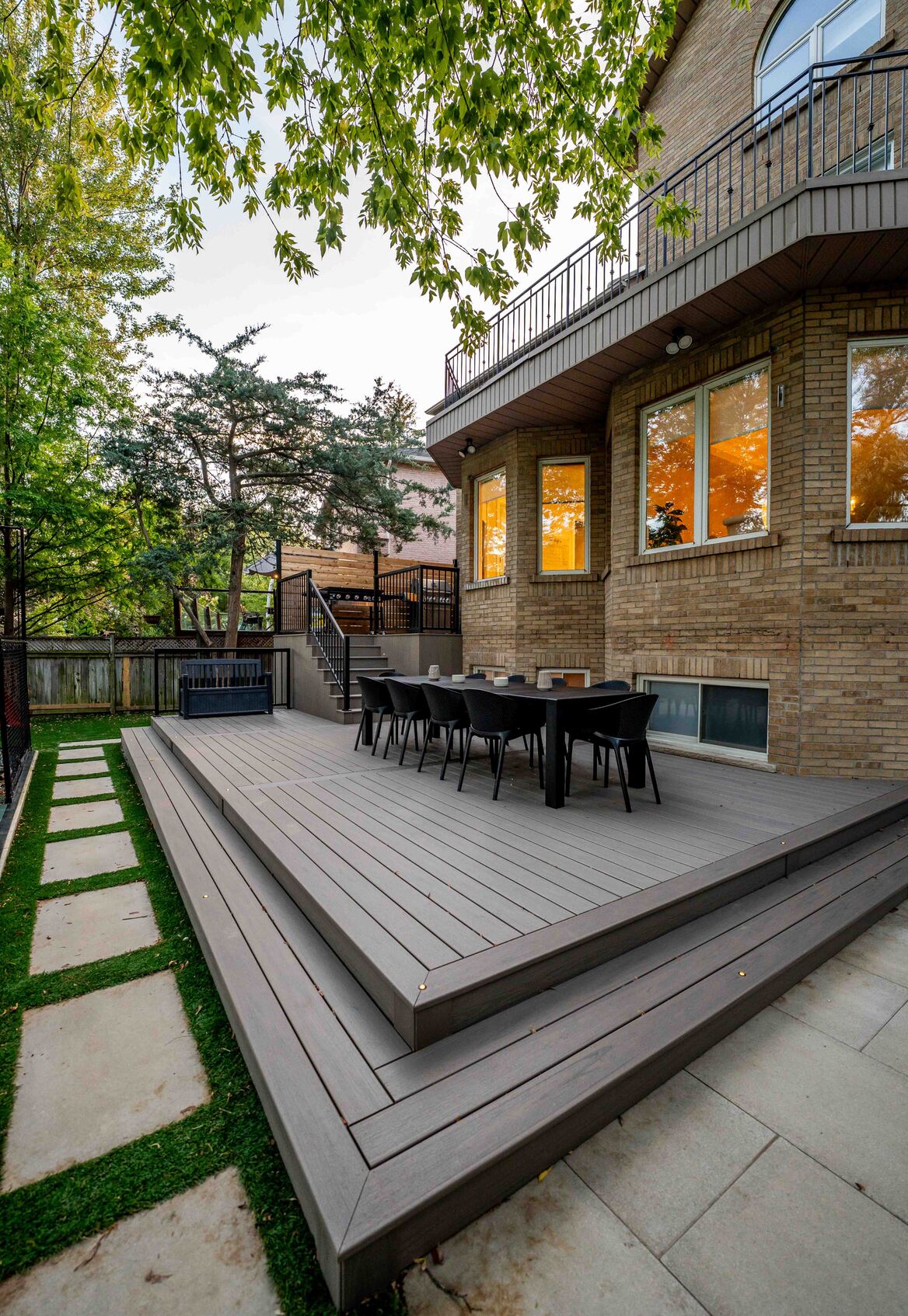 Tiered Patio Area with Composite and hardscape