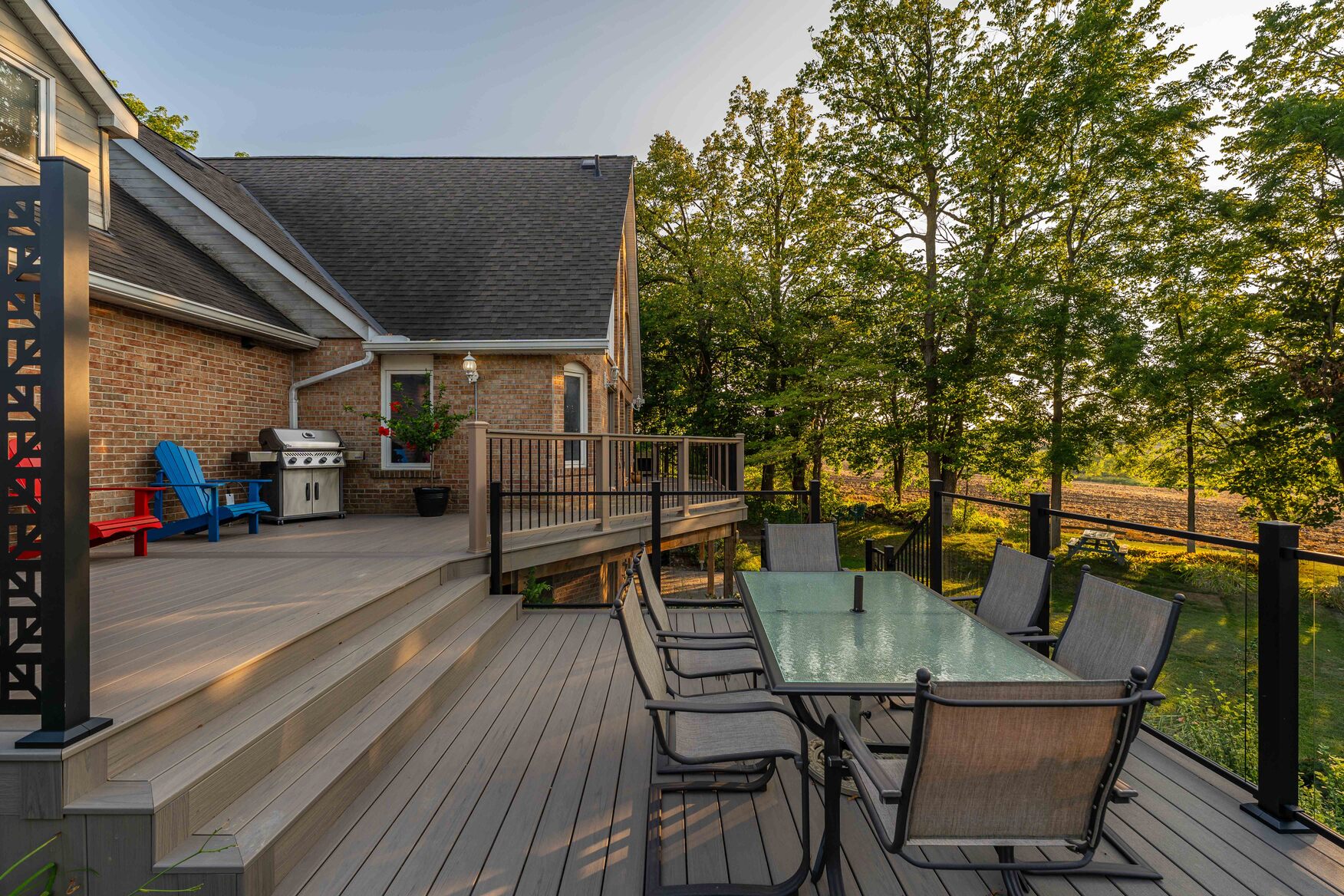 Composite deck with seating area