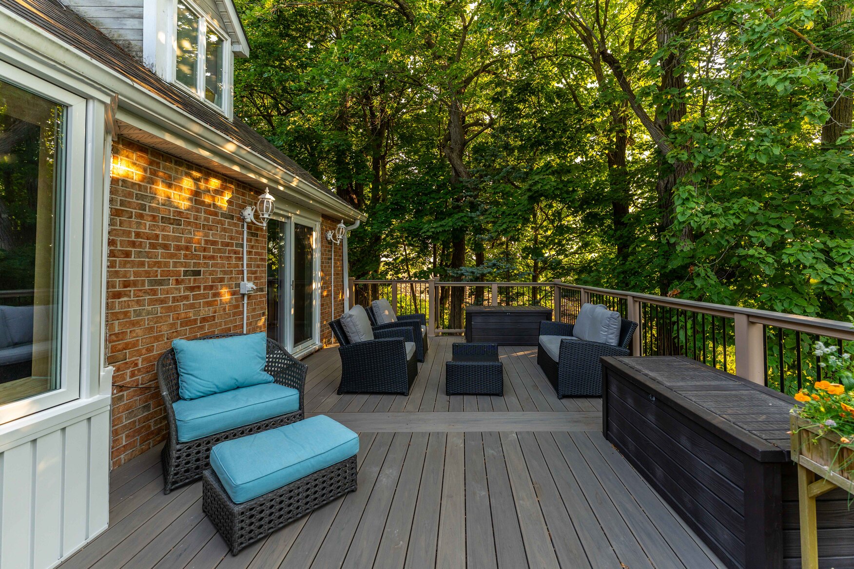 Composite deck area with seating area