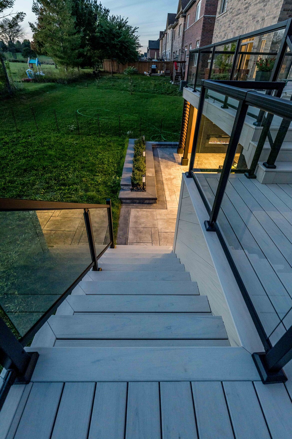 View looking down from top of composite deck staircase